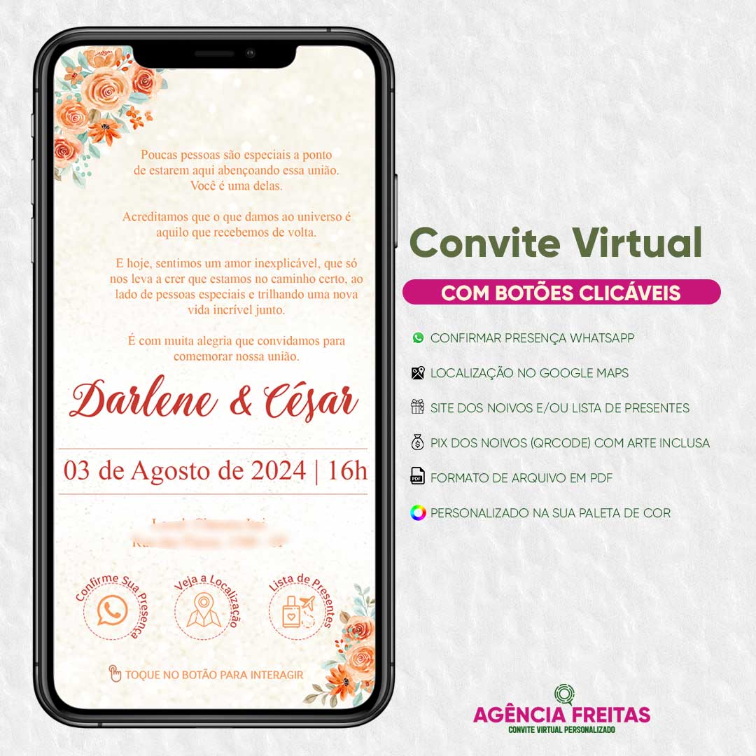 Convite Virtual de Casamento Interativo Terracota Versão 2