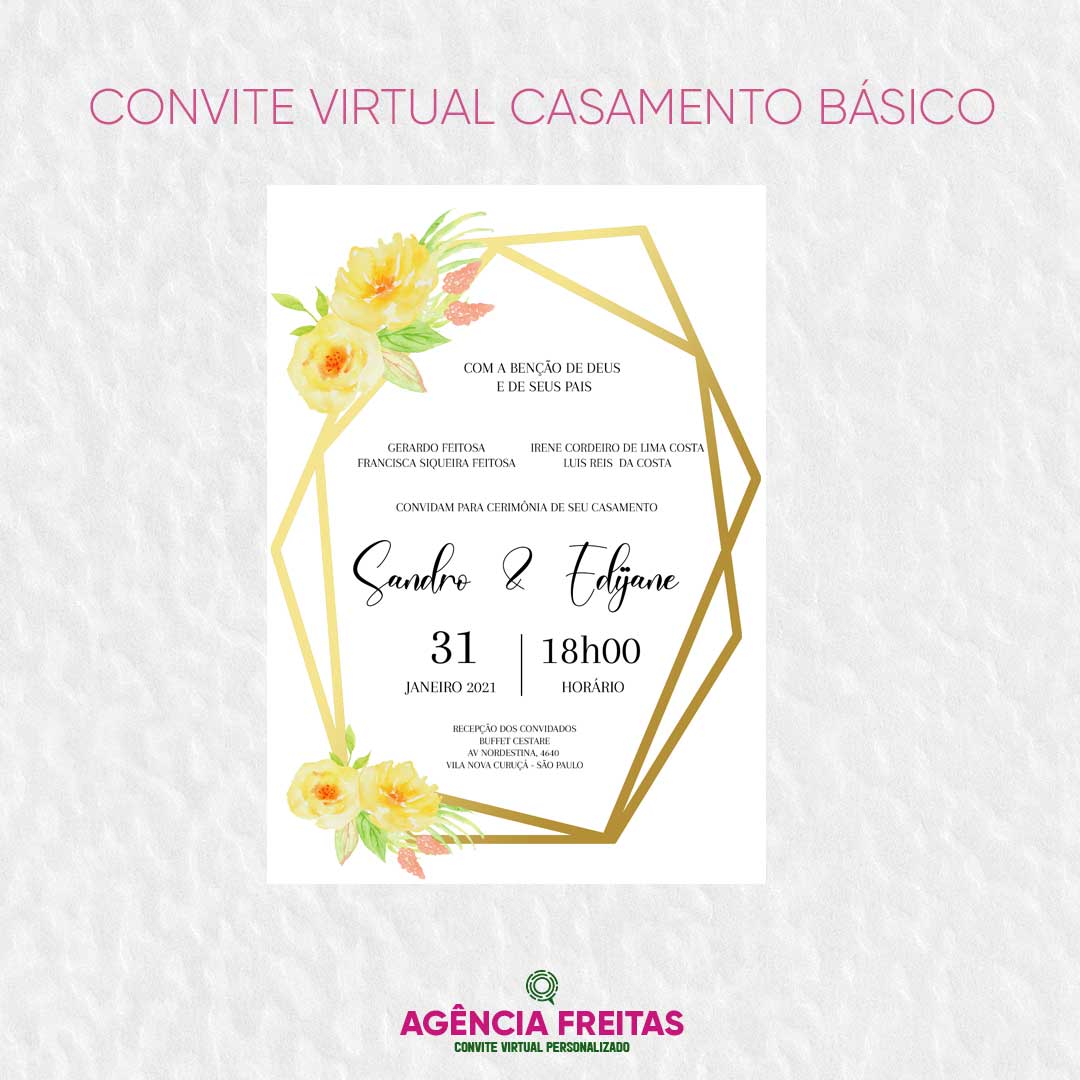 Convite Virtual de Casamento Básico Girassol