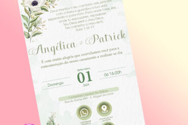 Modelos de Convite de Casamento Verde Oliva com Botão Clicável